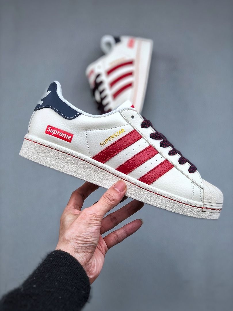 ADIDAS ORIGINAL SUPERSTAR WHITE RED SUPREME 🖤