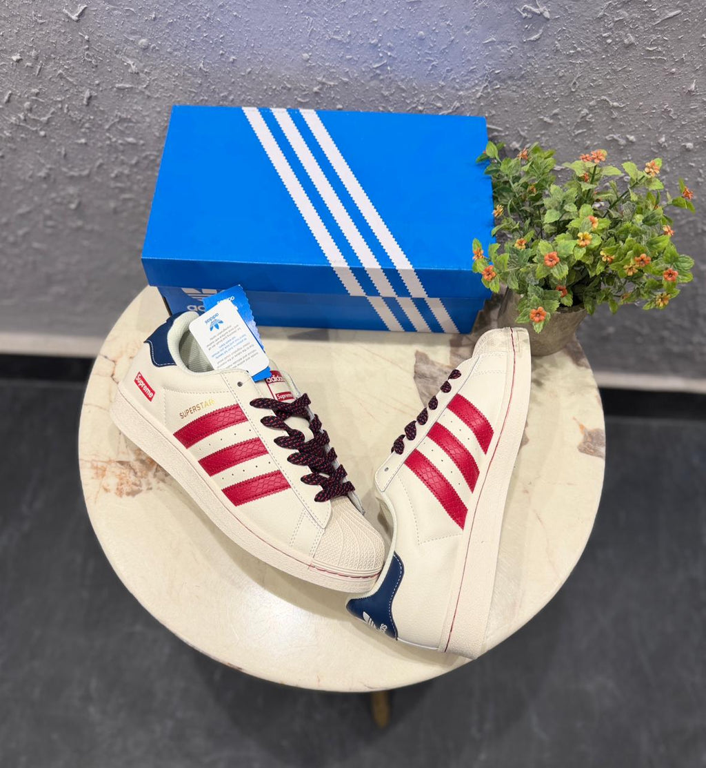 ADIDAS ORIGINAL SUPERSTAR WHITE RED SUPREME 🖤