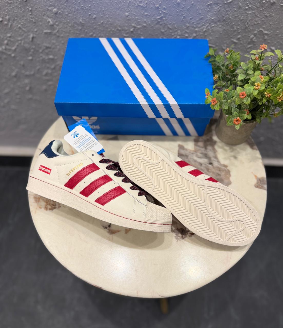 ADIDAS ORIGINAL SUPERSTAR WHITE RED SUPREME 🖤