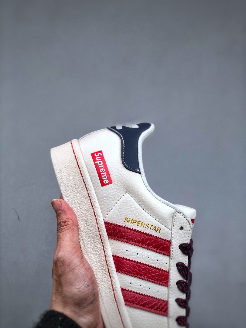 ADIDAS ORIGINAL SUPERSTAR WHITE RED SUPREME 🖤