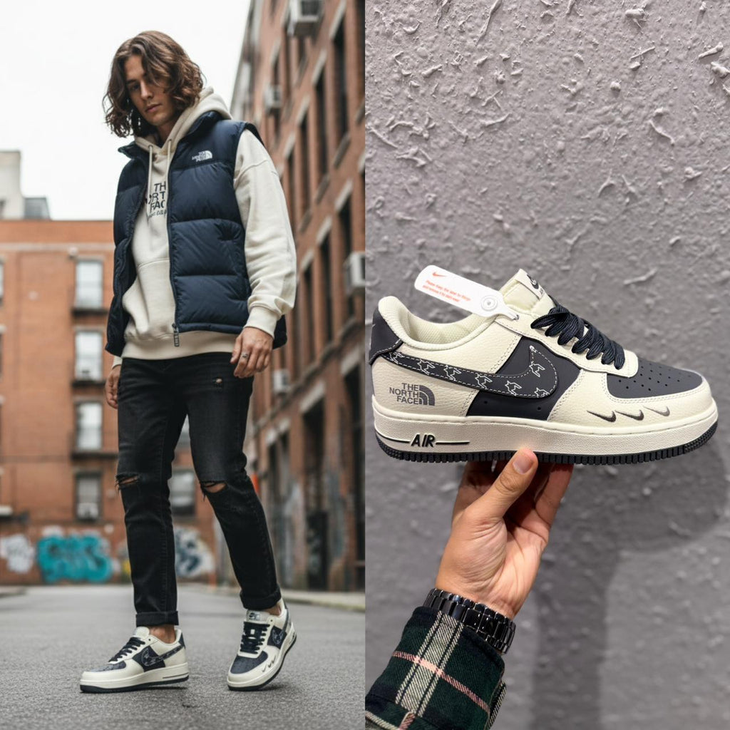 NIKE AIRFORCE CUSTOM X NORTH FACE WHITE BLUE 2025