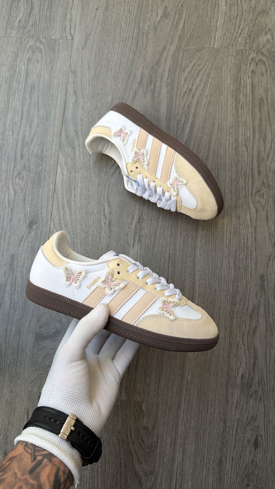 Adidas samba leather upper, suede overlays, and a distinctive rubber gum sole