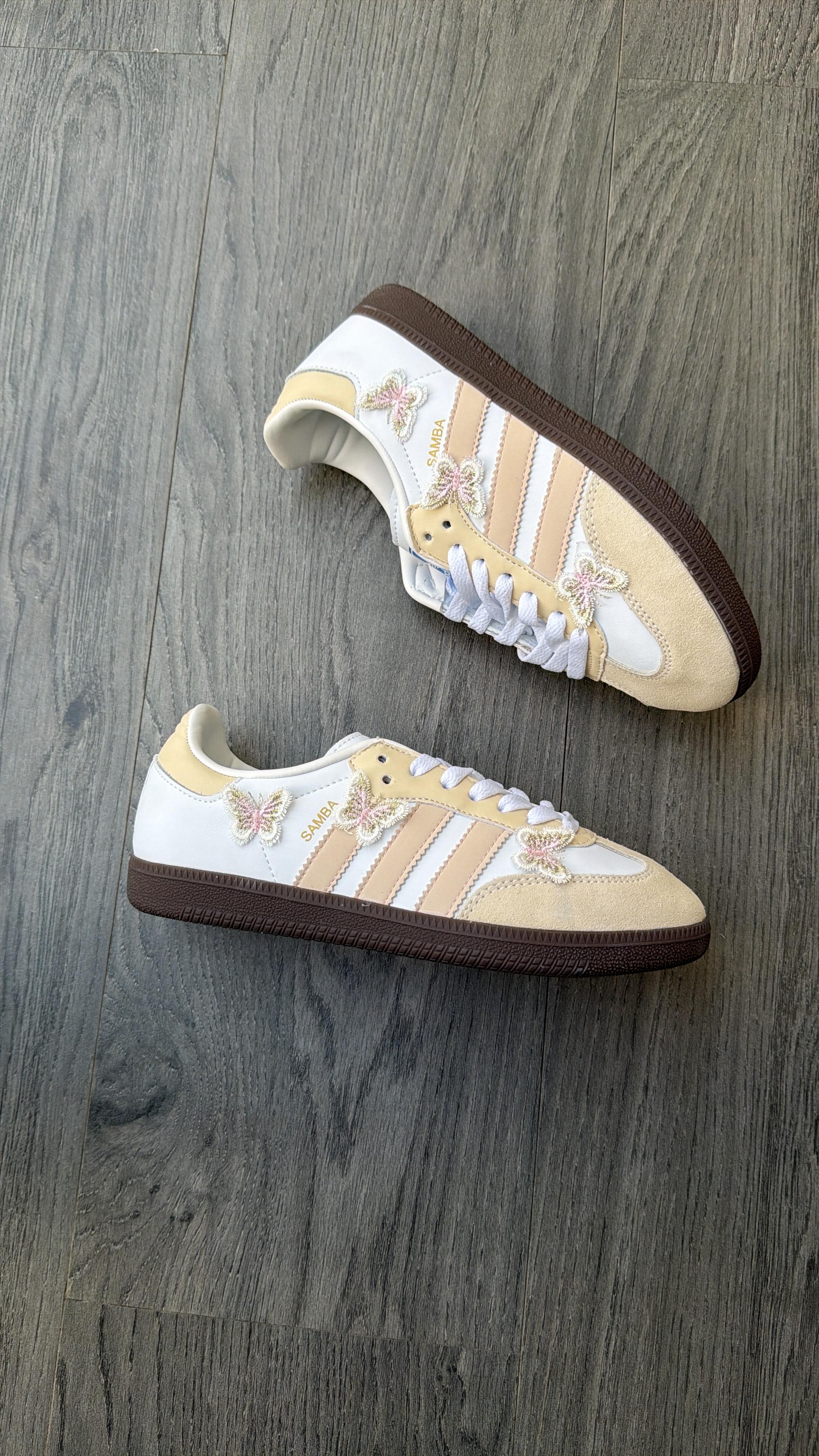 Adidas samba leather upper, suede overlays, and a distinctive rubber gum sole
