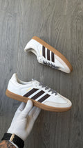 Adidas Samba off-white and brown colorway.