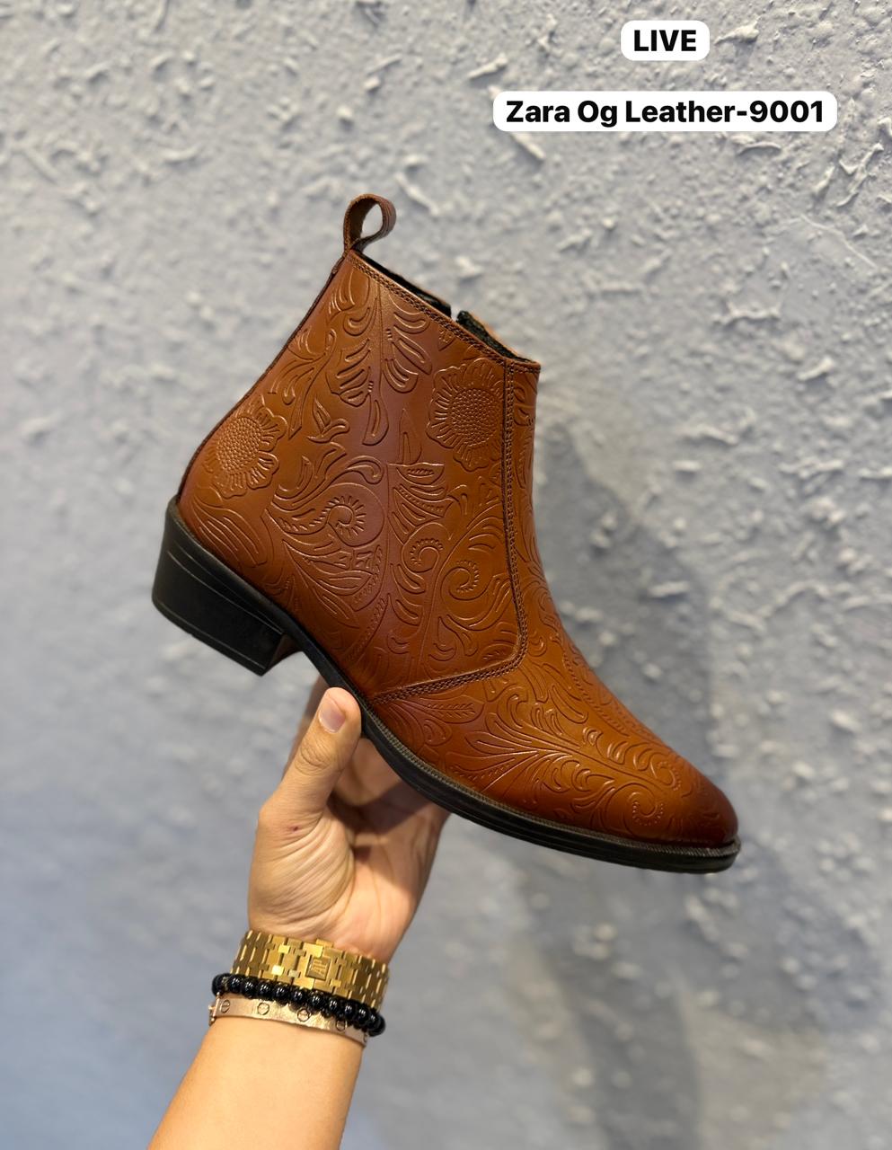 ZARA PRINT OG LEATHER CHELSEA BOOTS-9001 🖤