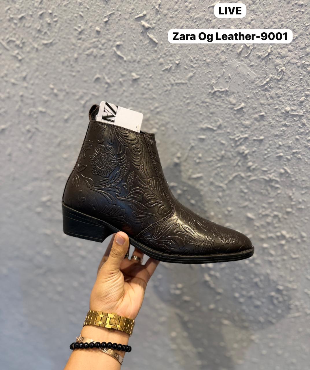 ZARA PRINT OG LEATHER CHELSEA BOOTS-9001 🖤