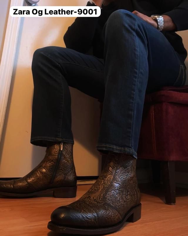 ZARA PRINT OG LEATHER CHELSEA BOOTS-9001 🖤