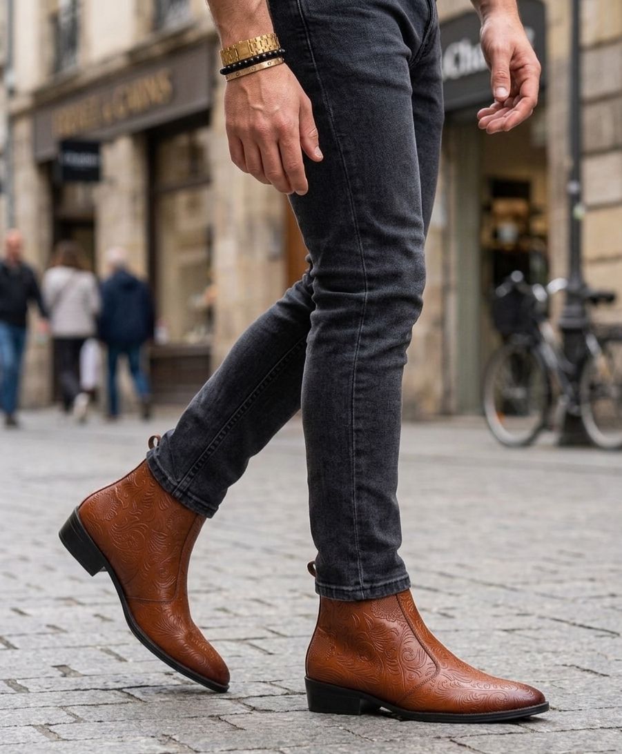 ZARA PRINT OG LEATHER CHELSEA BOOTS-9001 🖤
