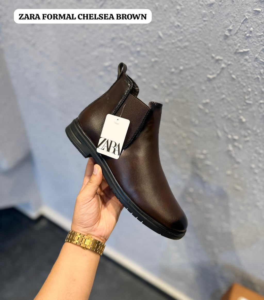 ZARA BLACK BROWN HANDMADE CHELSEA BOOTS ART-874 🖤