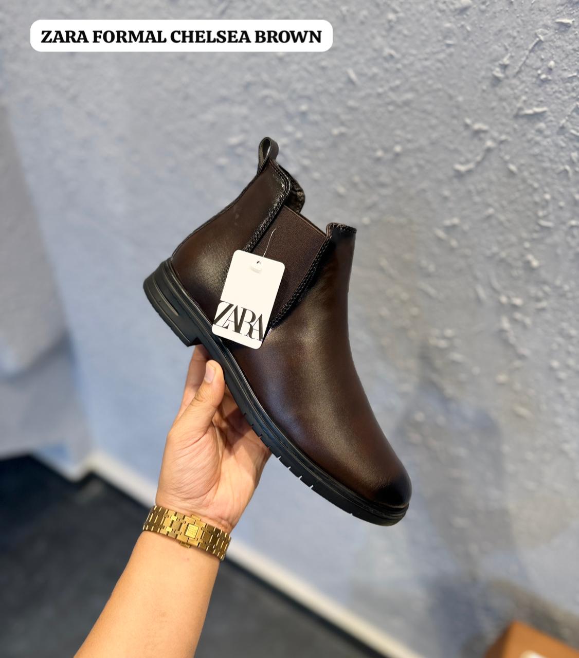 ZARA BLACK BROWN HANDMADE CHELSEA BOOTS ART-874 🖤