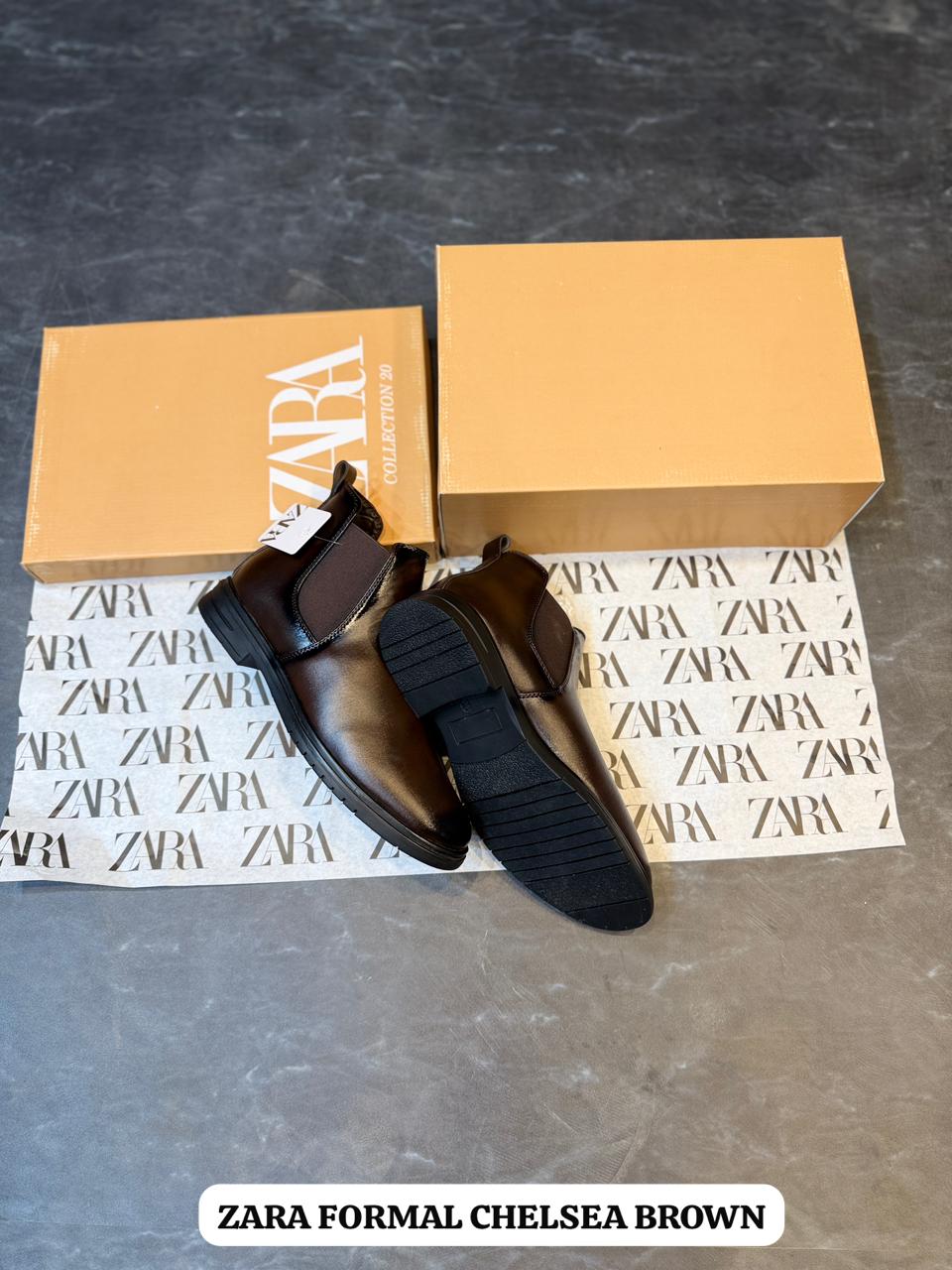 ZARA BLACK BROWN HANDMADE CHELSEA BOOTS ART-874 🖤