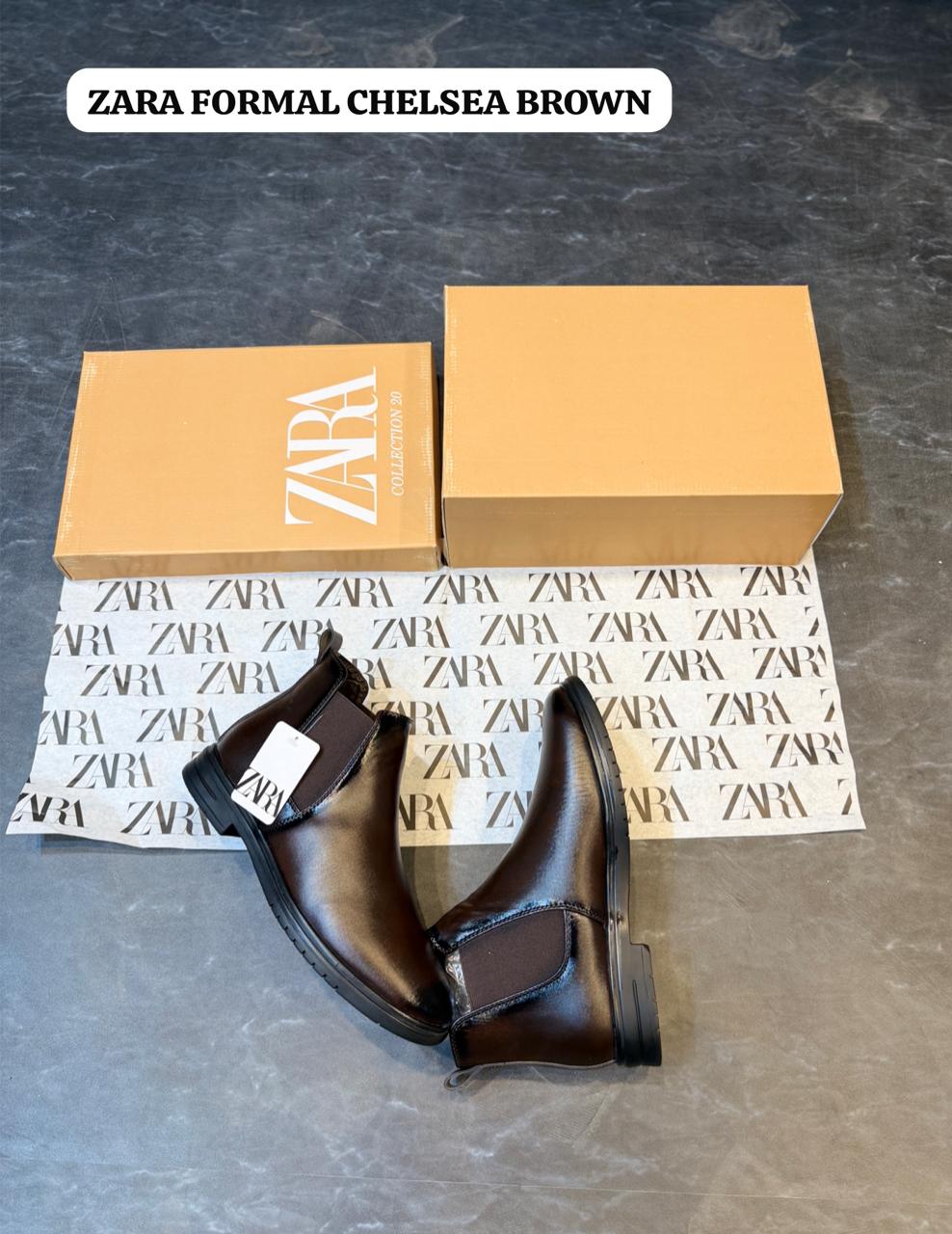 ZARA BLACK BROWN HANDMADE CHELSEA BOOTS ART-874 🖤