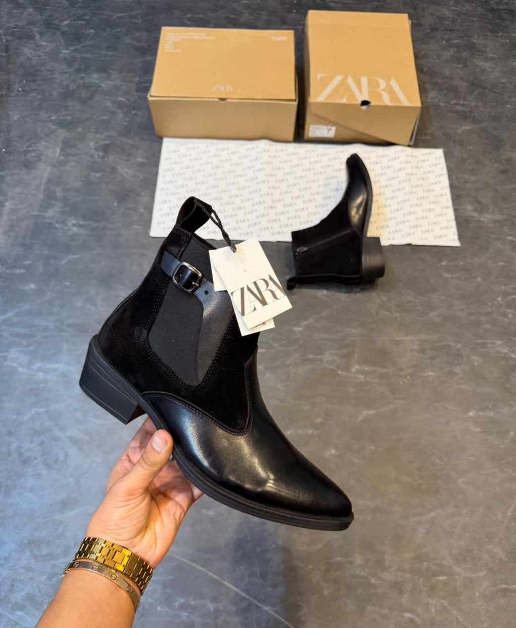 ZARA BLACK BROWN HANDMADE CHELSEA BOOTS ART-874 🖤