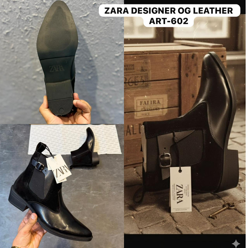 ZARA BLACK BROWN HANDMADE CHELSEA BOOTS ART-874 🖤