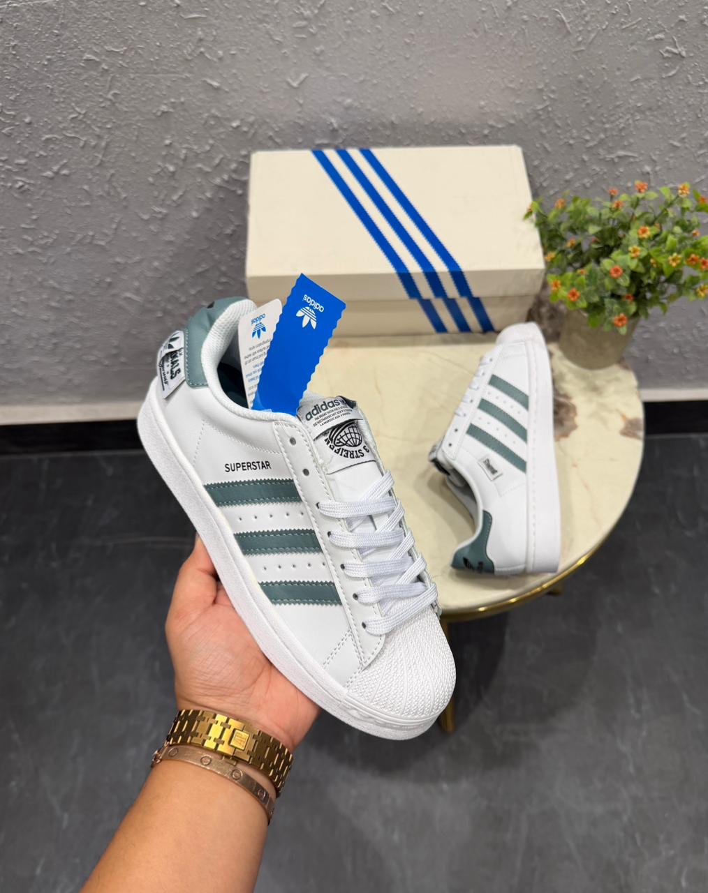 adidas original superstar all tags green