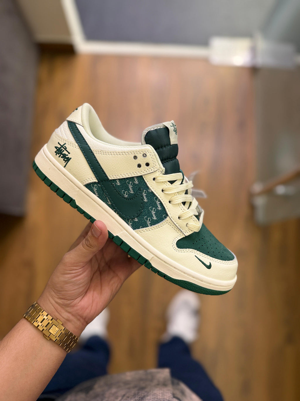 NIKE SB DUNK STUSSY WHITE DARK GREEN 2025