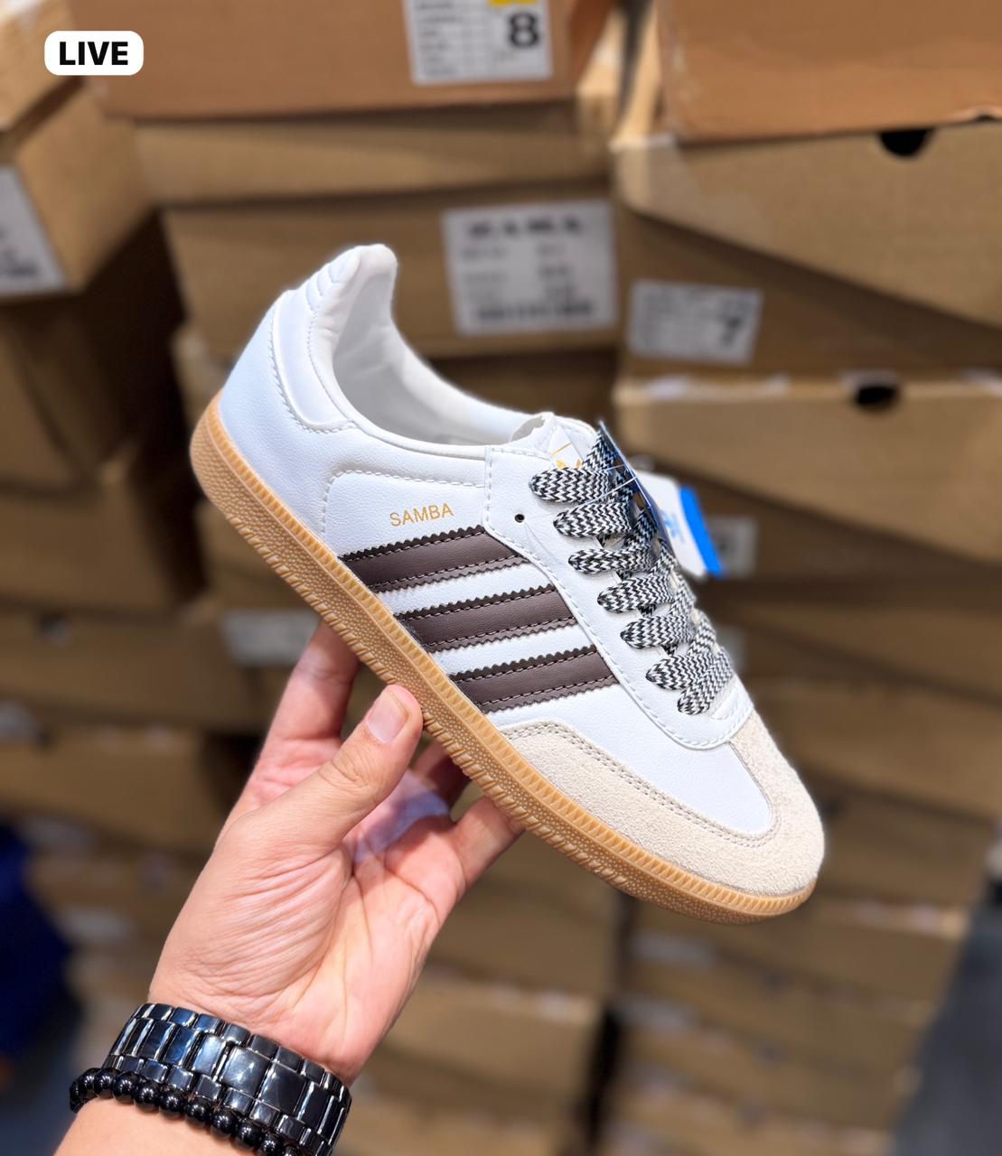 ADIDAS ORIGINALS SAMBA WHITE CHERRY ZEBRA LACES