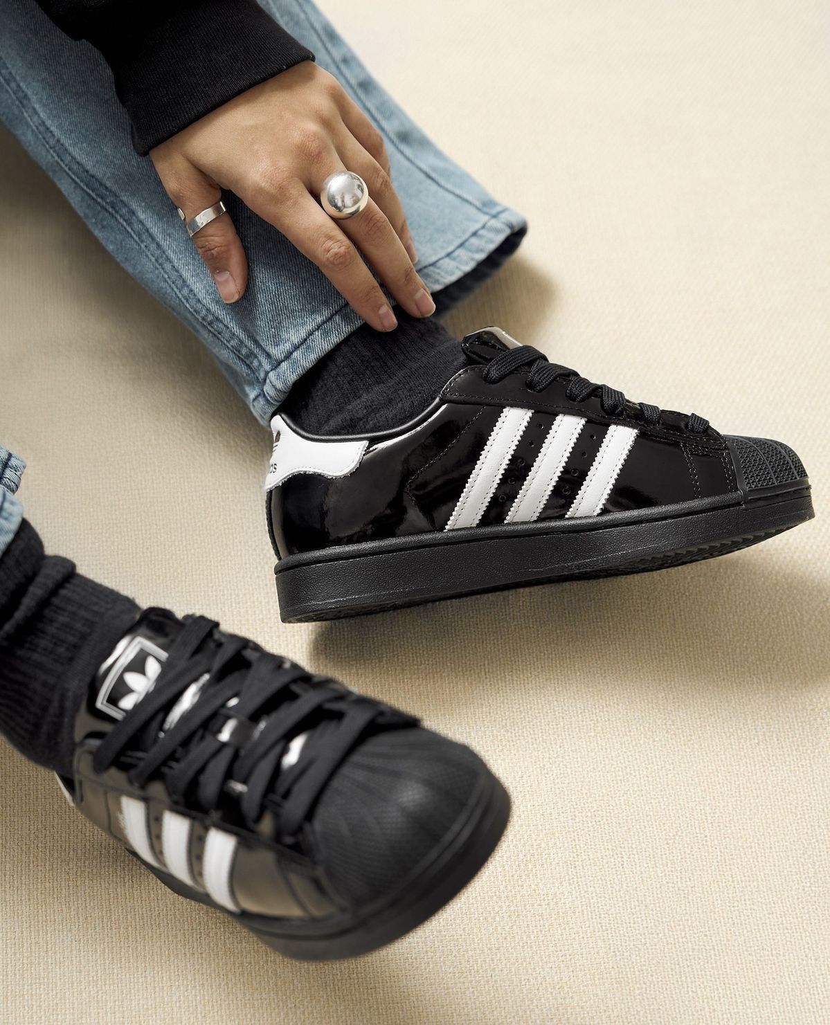 ADIDAS ORIGINAL SUPERSTAR ATMOS BLACK PATENT