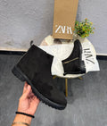 ZARA SUEDE BLACK GOLD ZIPPY