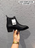 ZARA OG LEATHER T SHAPED CROCO SNAKE LEATHER CHELSEA BOOTS