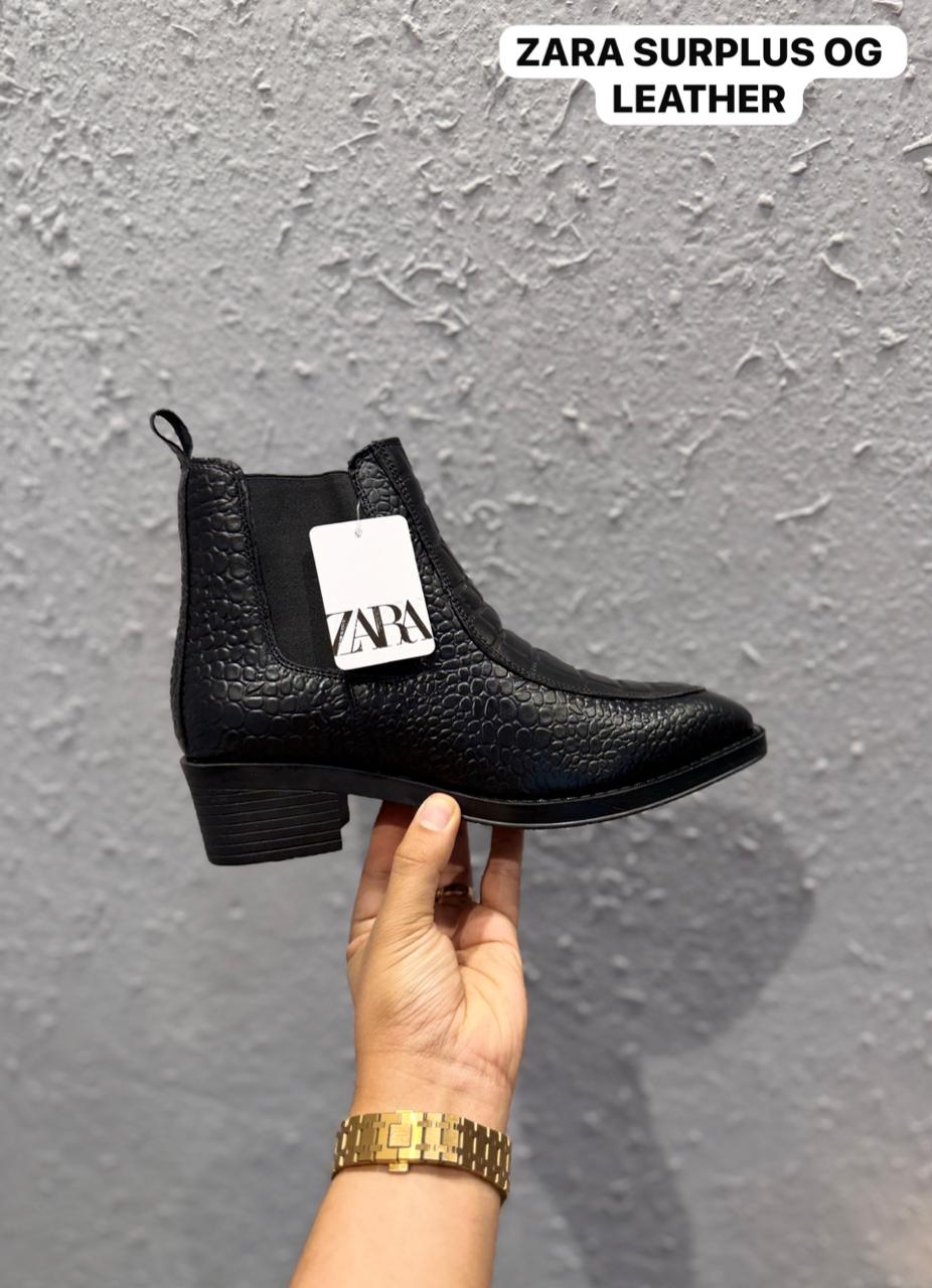 ZARA OG LEATHER T SHAPED CROCO SNAKE LEATHER CHELSEA BOOTS