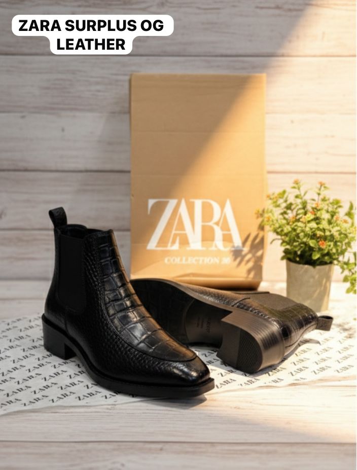 ZARA OG LEATHER T SHAPED CROCO SNAKE LEATHER CHELSEA BOOTS