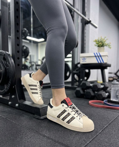ADIDAS ORIGINALS SUPERSTAR FRINGE BEIGE BLACK