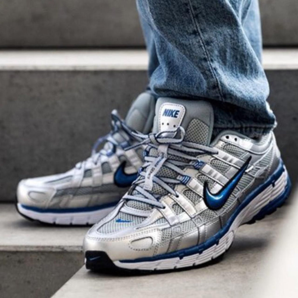 NIKE P-6000 TRAINER SILVER NAVY