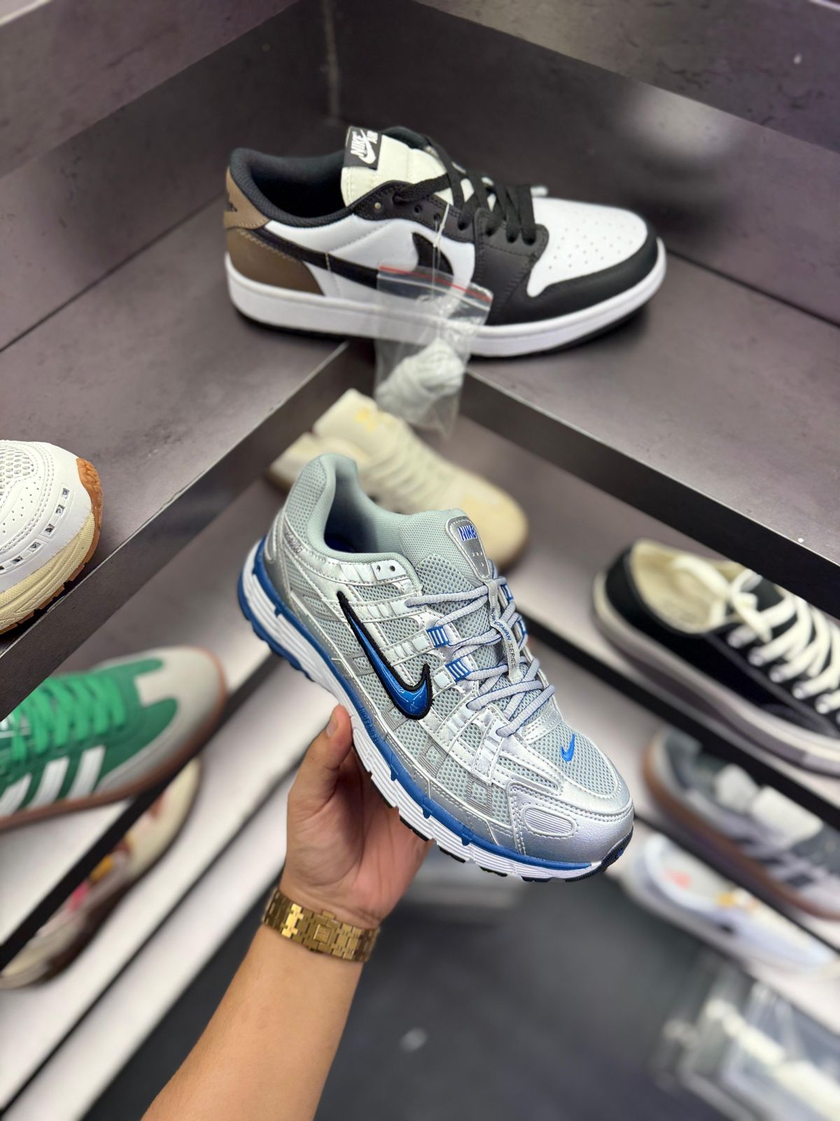 NIKE P-6000 TRAINER SILVER NAVY