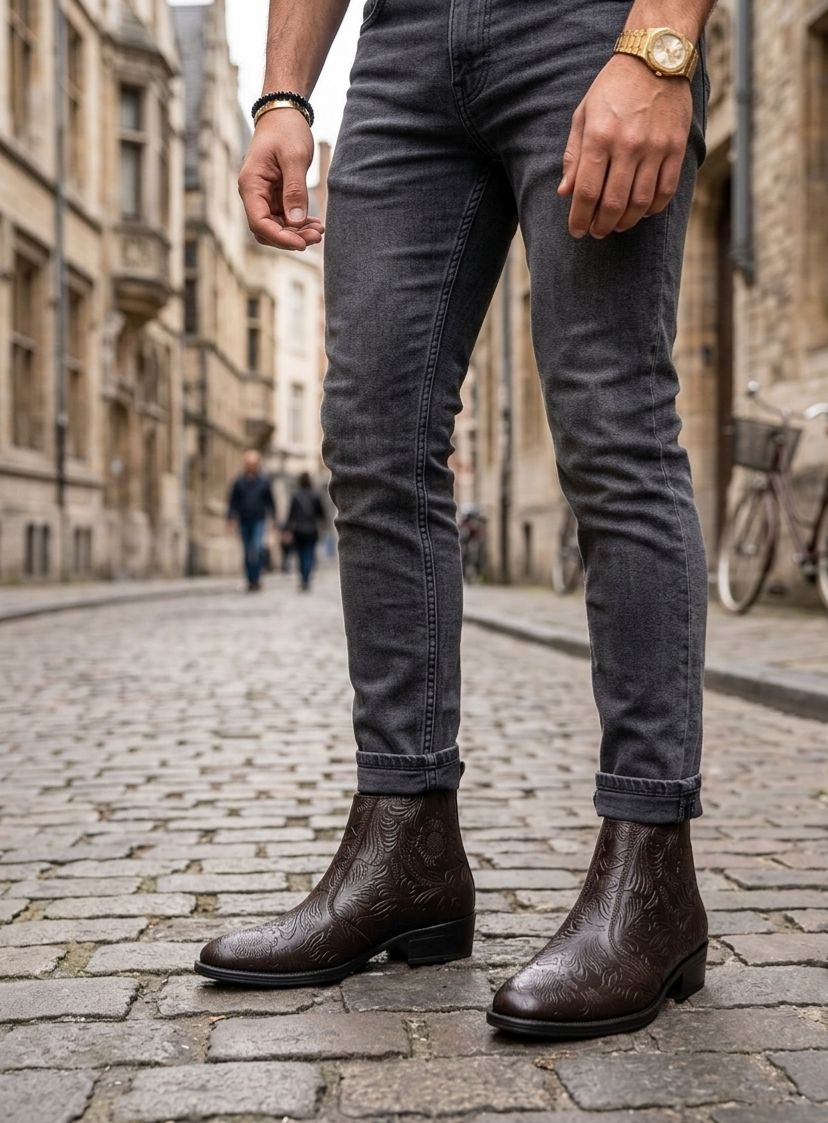 ZARA PRINT OG LEATHER CHELSEA BOOTS-9001 🖤