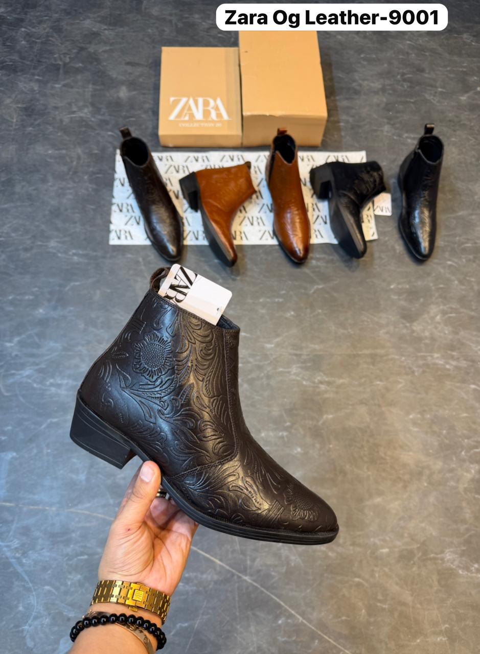 ZARA PRINT OG LEATHER CHELSEA BOOTS-9001 🖤